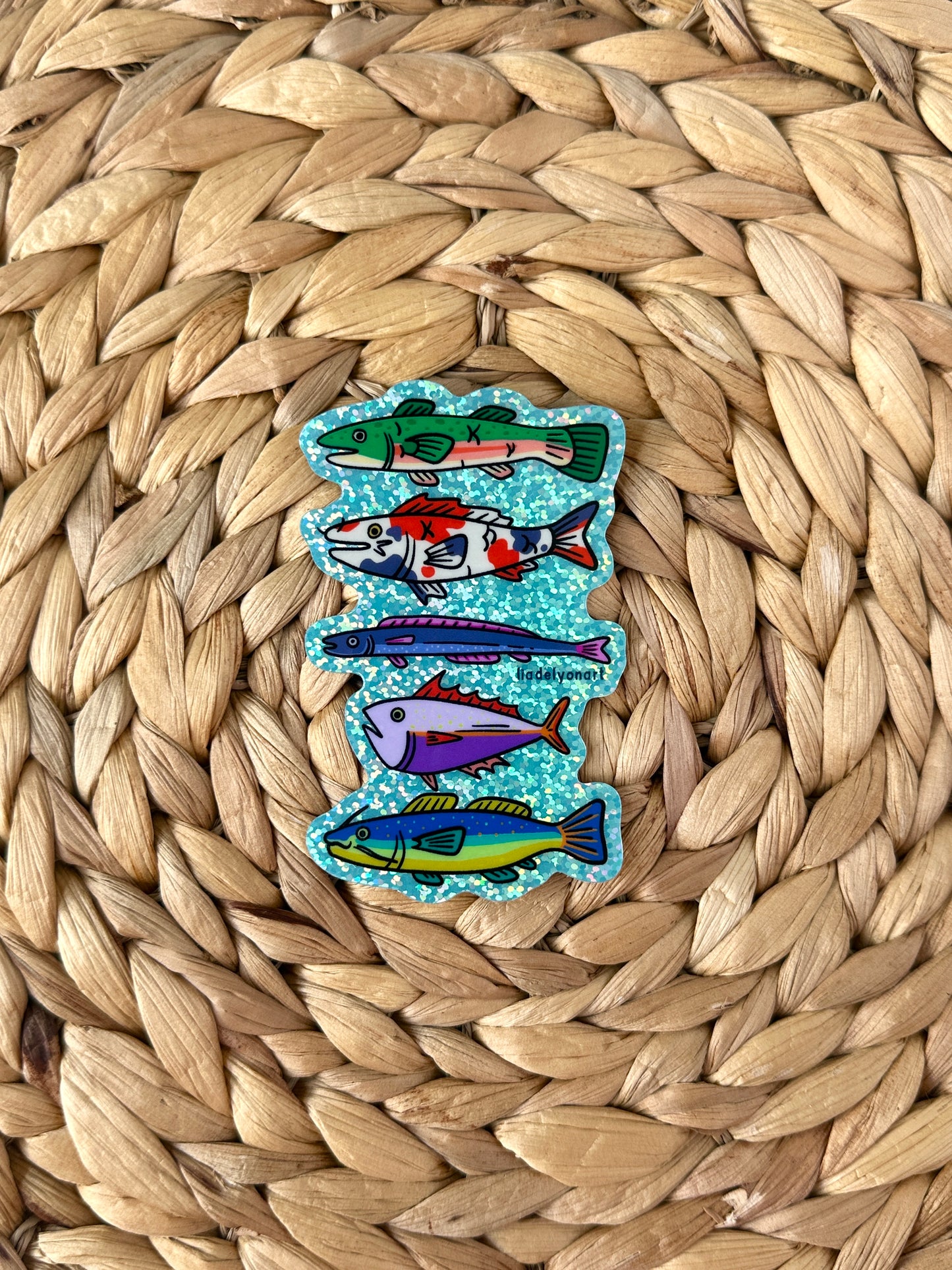 Funky Fish Glitter Sticker, 4x2.5 in.