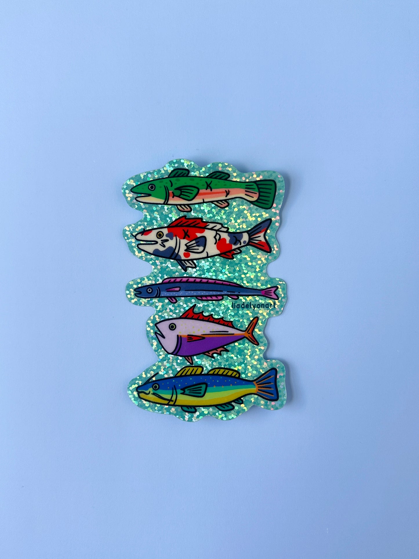 Funky Fish Glitter Sticker, 4x2.5 in.