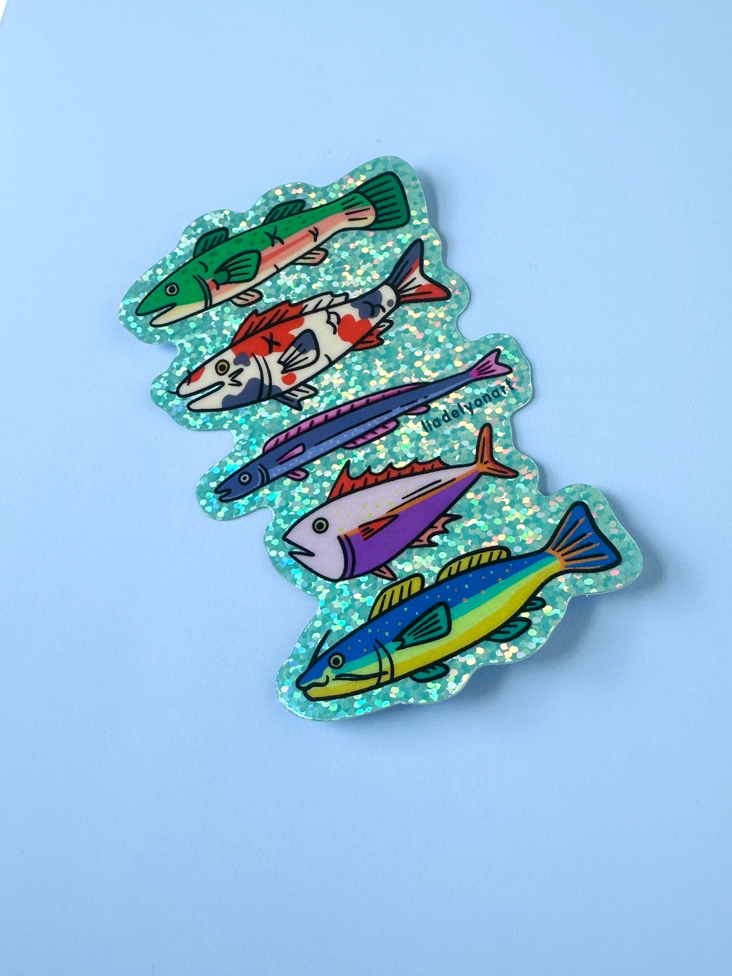 Funky Fish Glitter Sticker, 4x2.5 in.