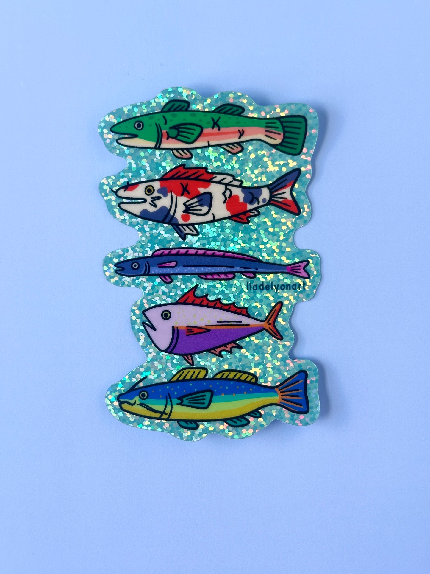 Funky Fish Glitter Sticker, 4x2.5 in.