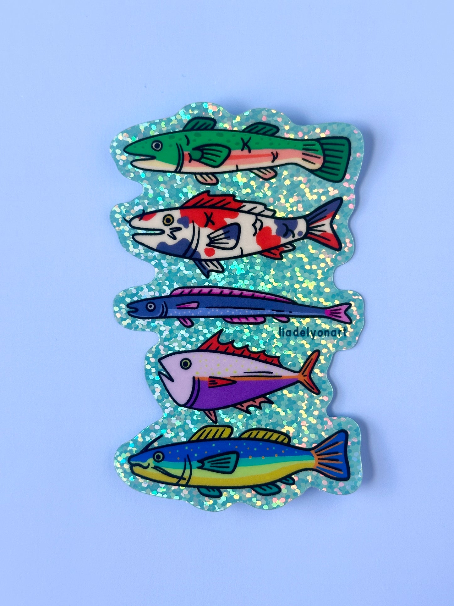 Funky Fish Glitter Sticker, 4x2.5 in.