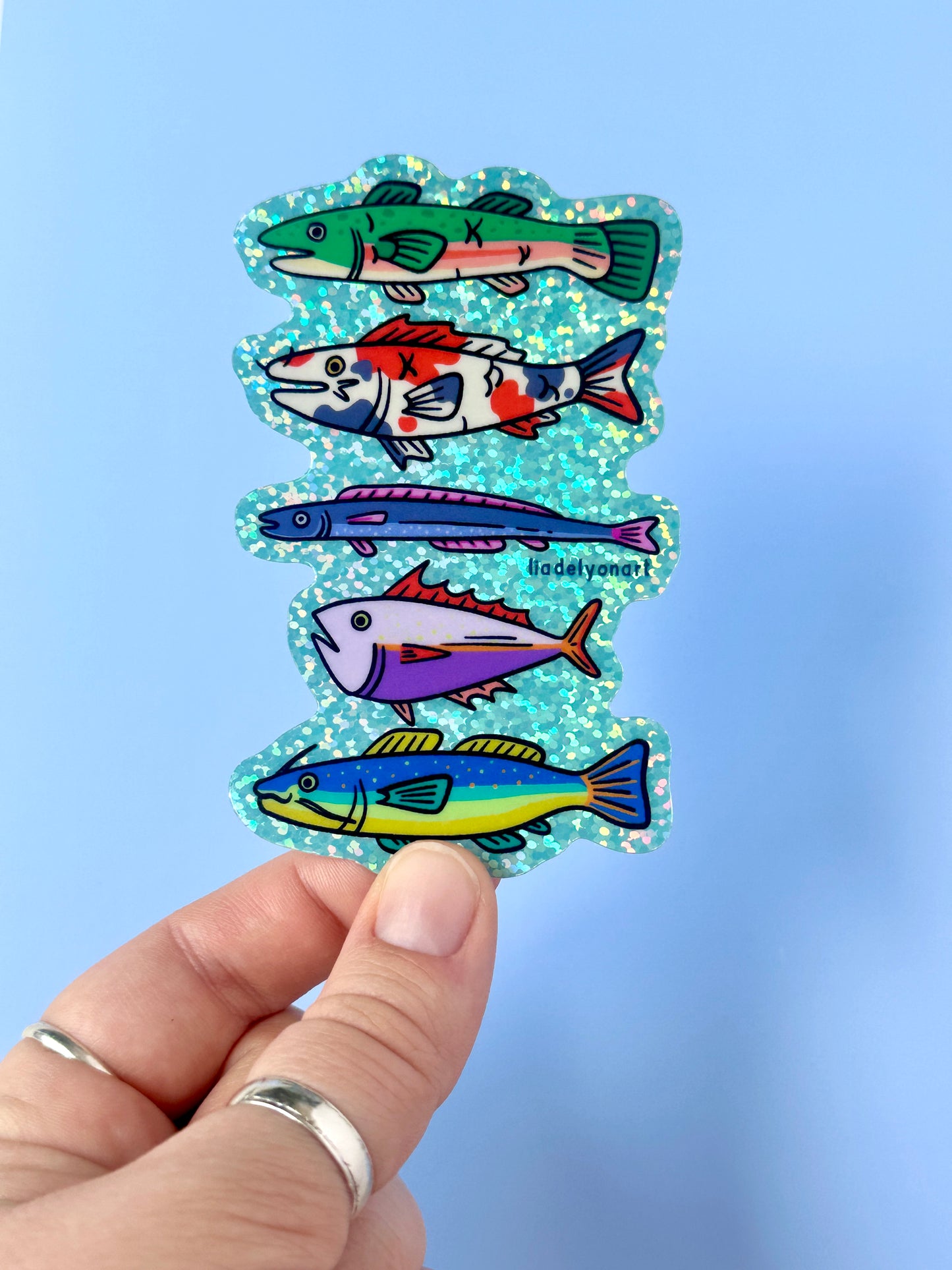 Funky Fish Glitter Sticker, 4x2.5 in.