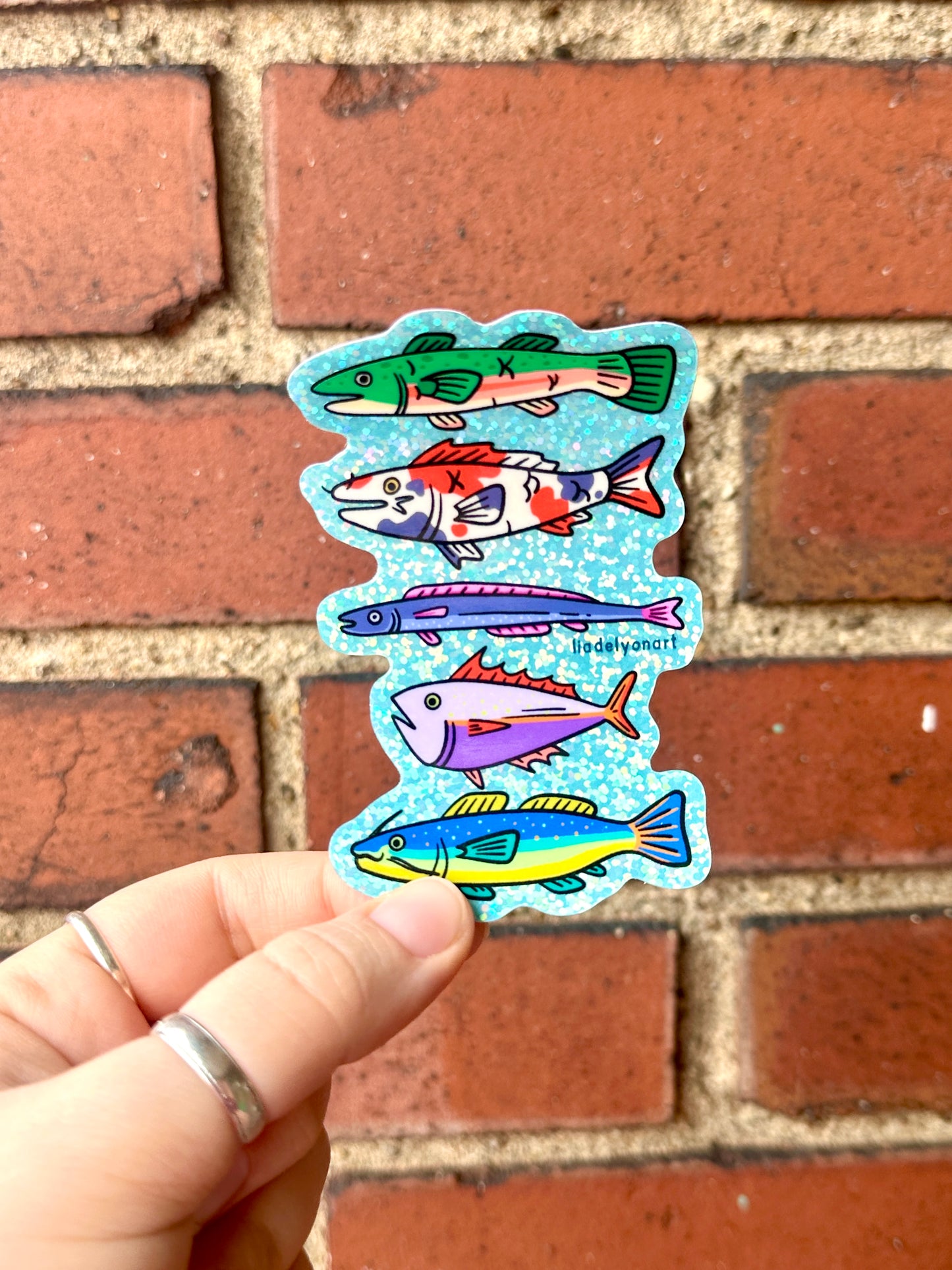 Funky Fish Glitter Sticker, 4x2.5 in.