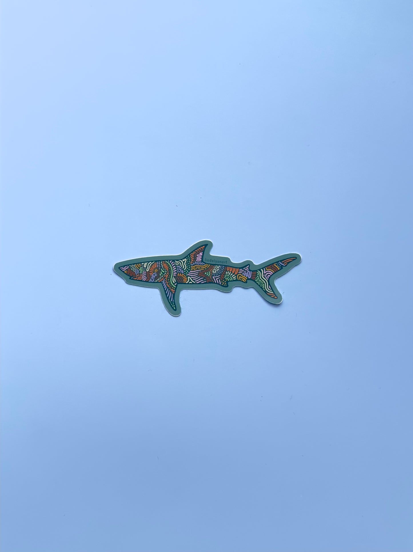 Abstract Shark Vinyl Sticker, 3.5 x1.5 in.
