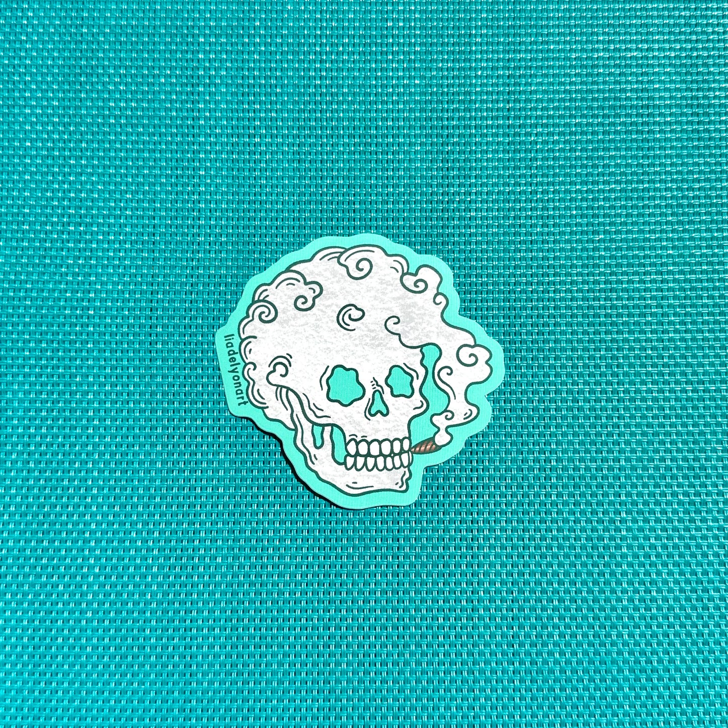 Smoking Skeleton vinyl Sticker, 3x2.8 in.