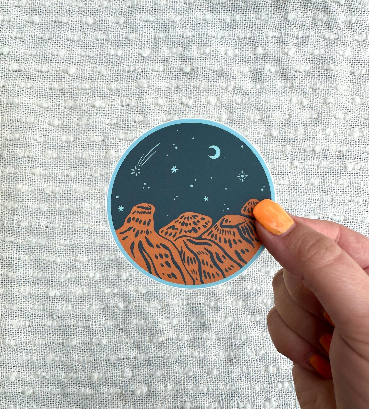 Desert night vinyl sticker, 3x3 in.