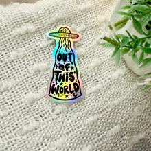 Load image into Gallery viewer, UFO Alien Holographic Sticker, 3.5x1.6 in.
