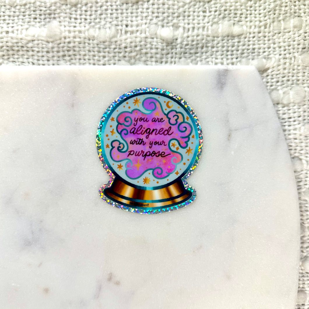Crystal Ball Fortune Glitter Sticker, 3x2.5 in