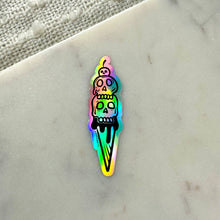 Load image into Gallery viewer, Skull Ice Cream Cone Holographic Sticker, 3.2 x 1
