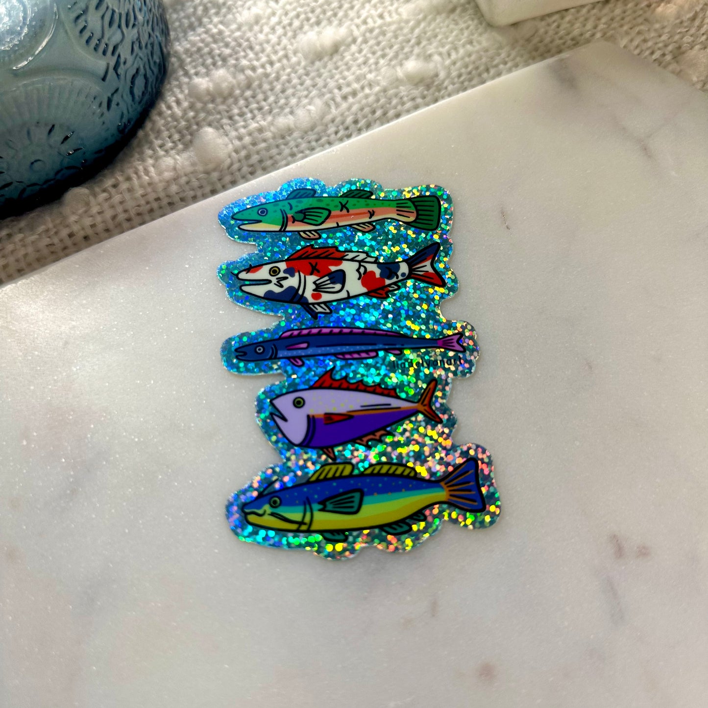 Funky Fish Glitter Sticker, 4x2.5 in.