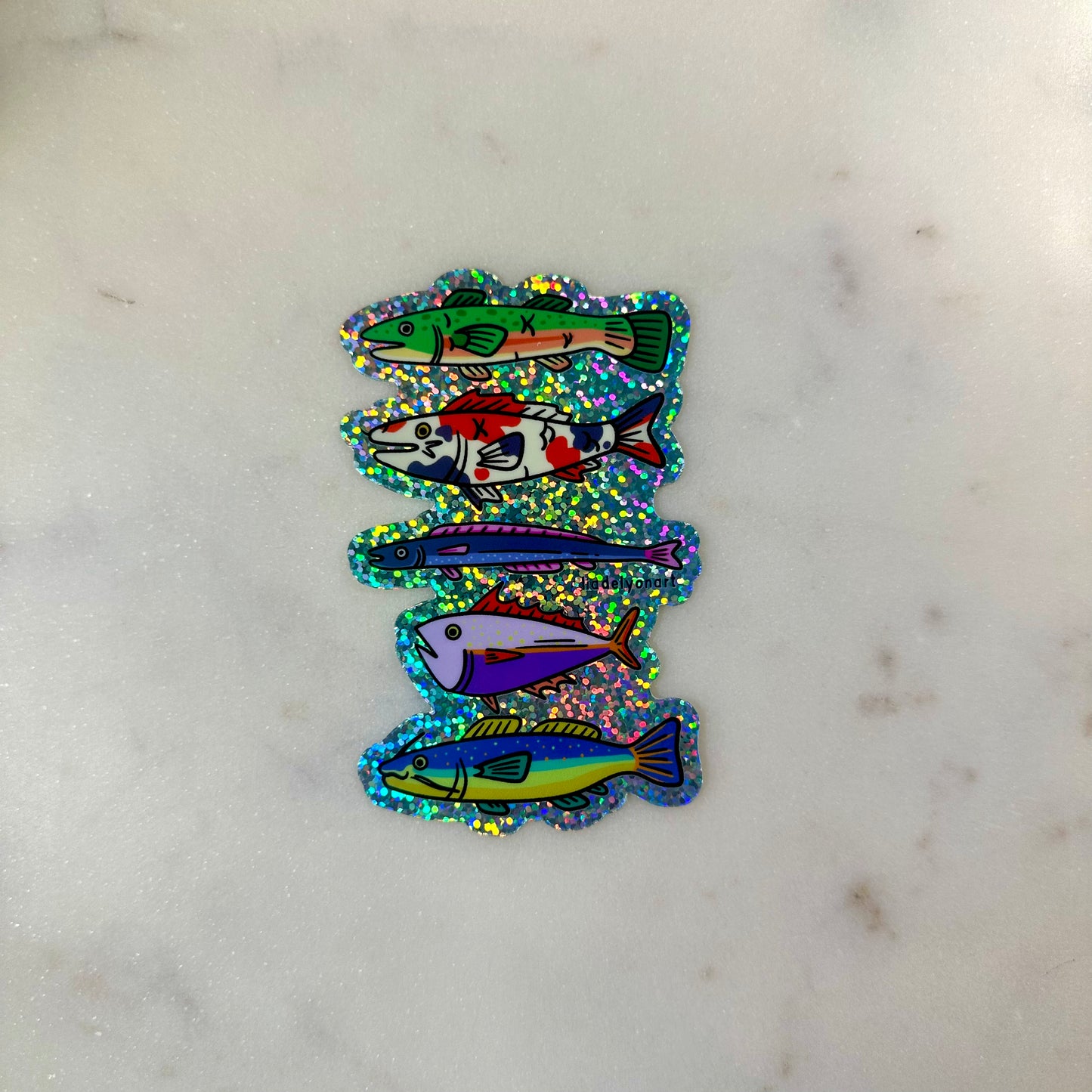 Funky Fish Glitter Sticker, 4x2.5 in.