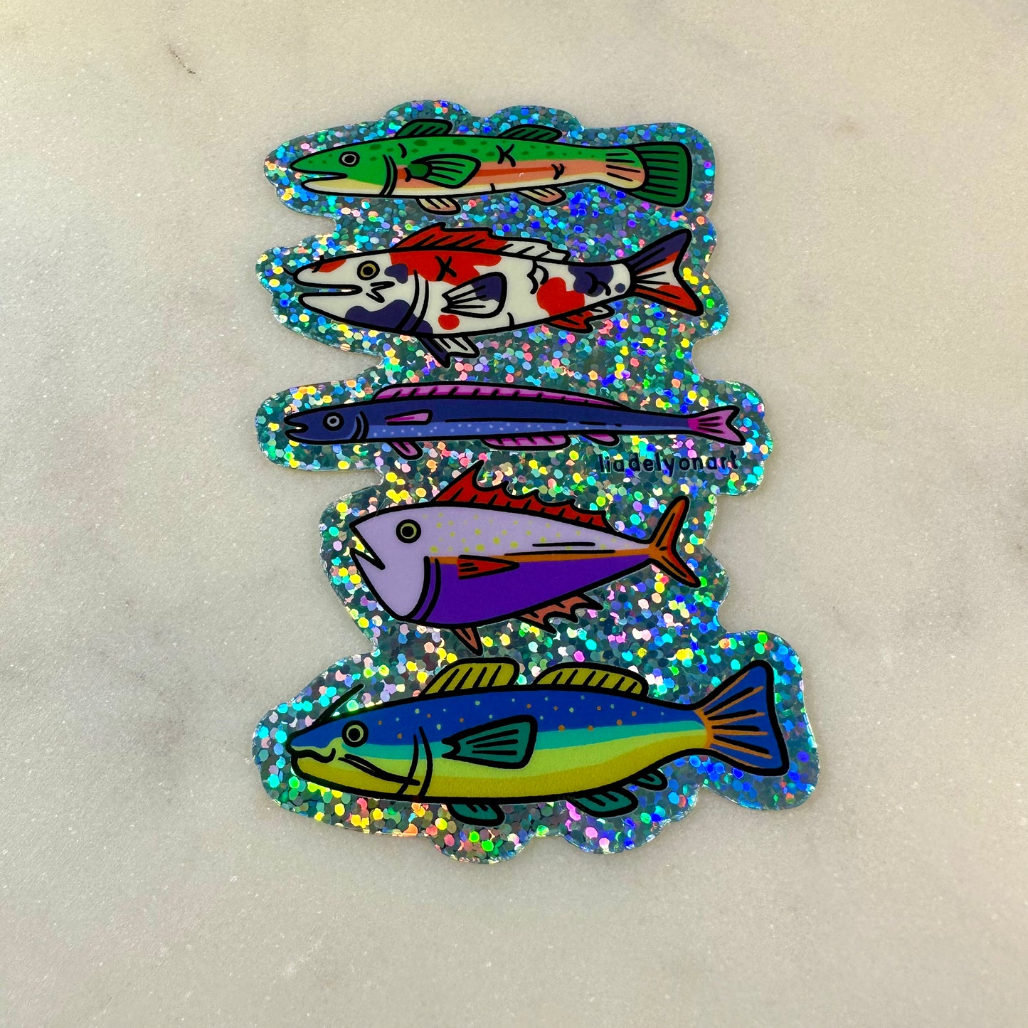 Funky Fish Glitter Sticker, 4x2.5 in.