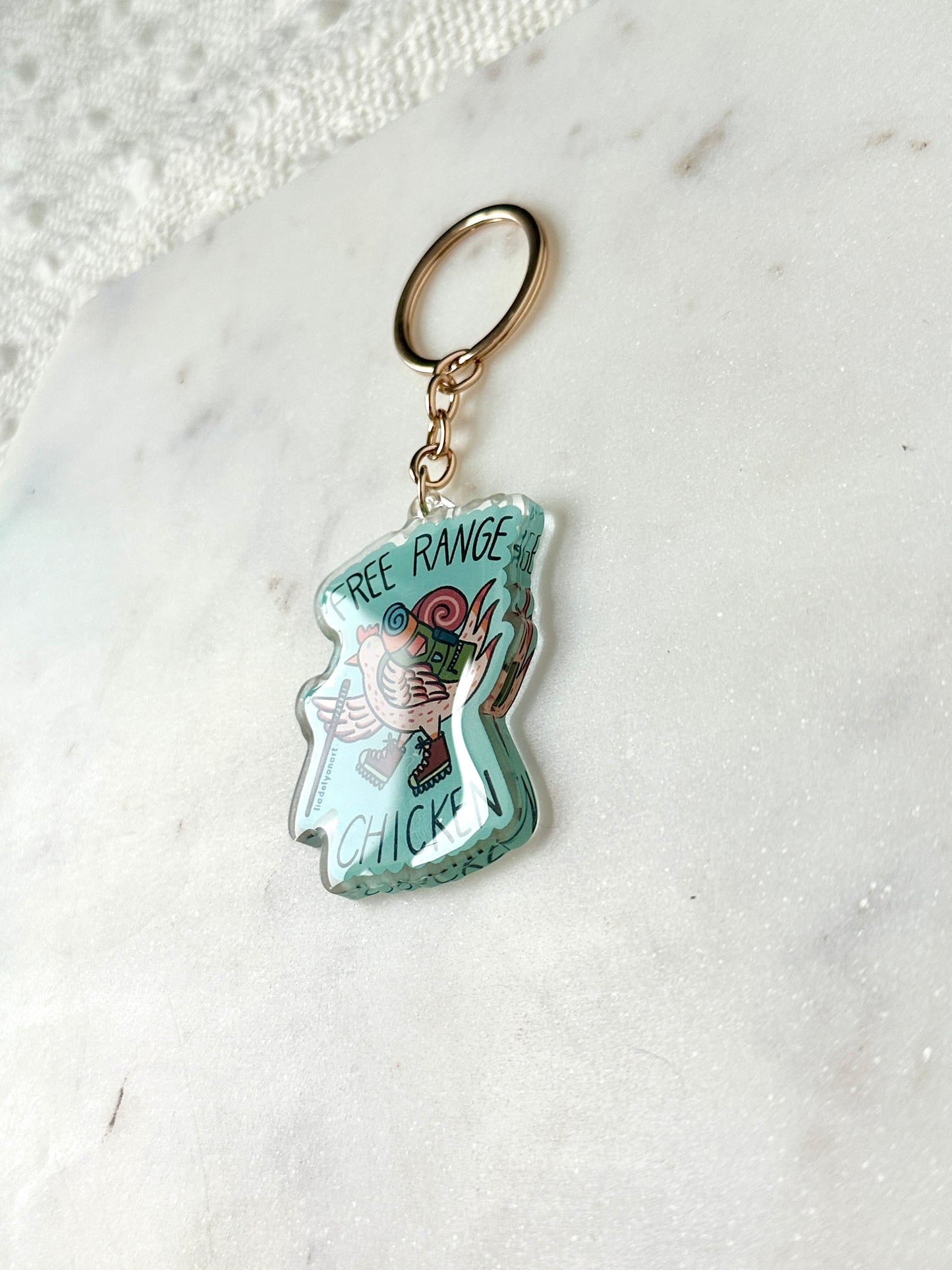 Free Range Chicken Acrylic Keychain