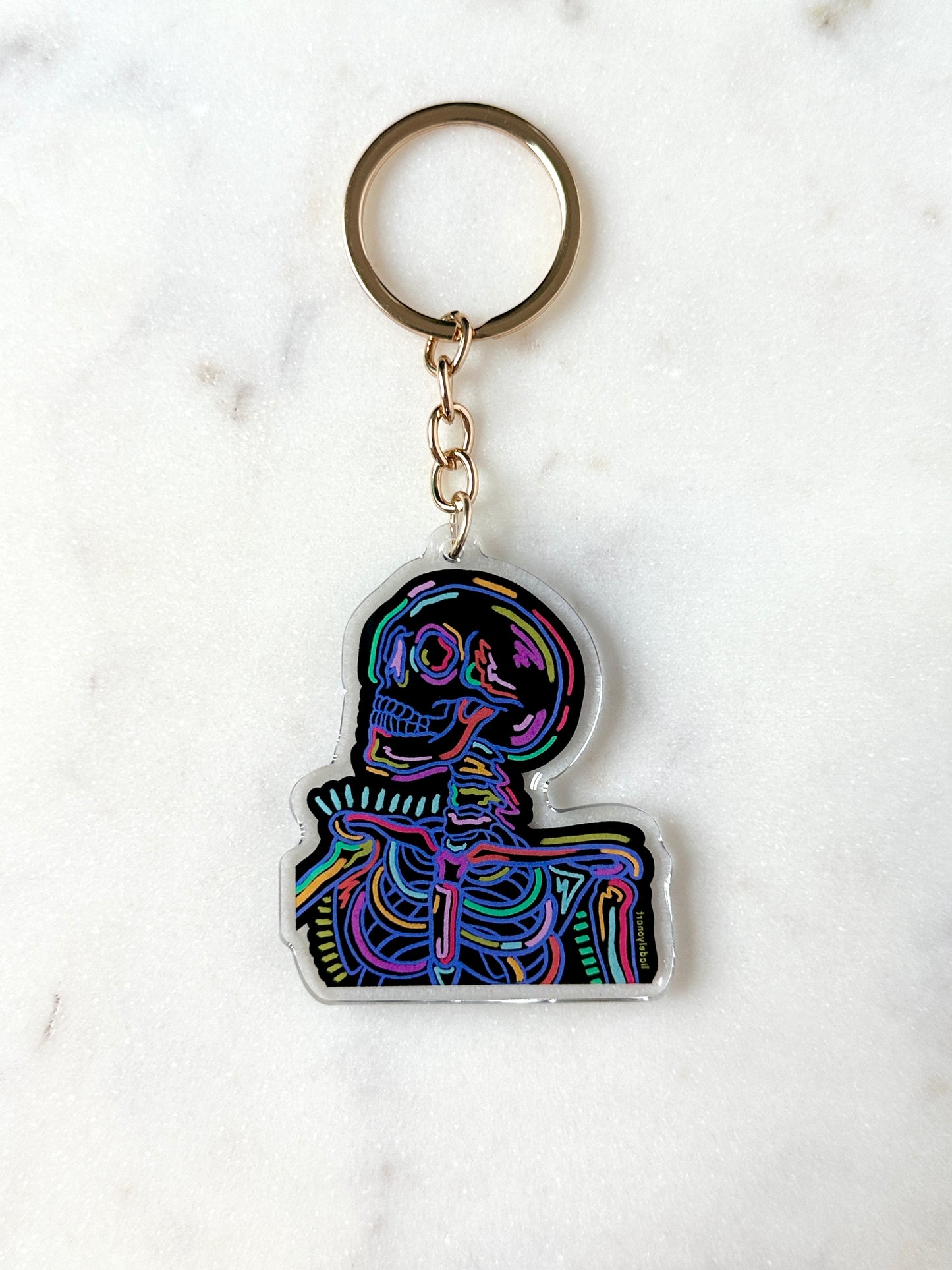 Neon Skeleton Acrylic Keychain