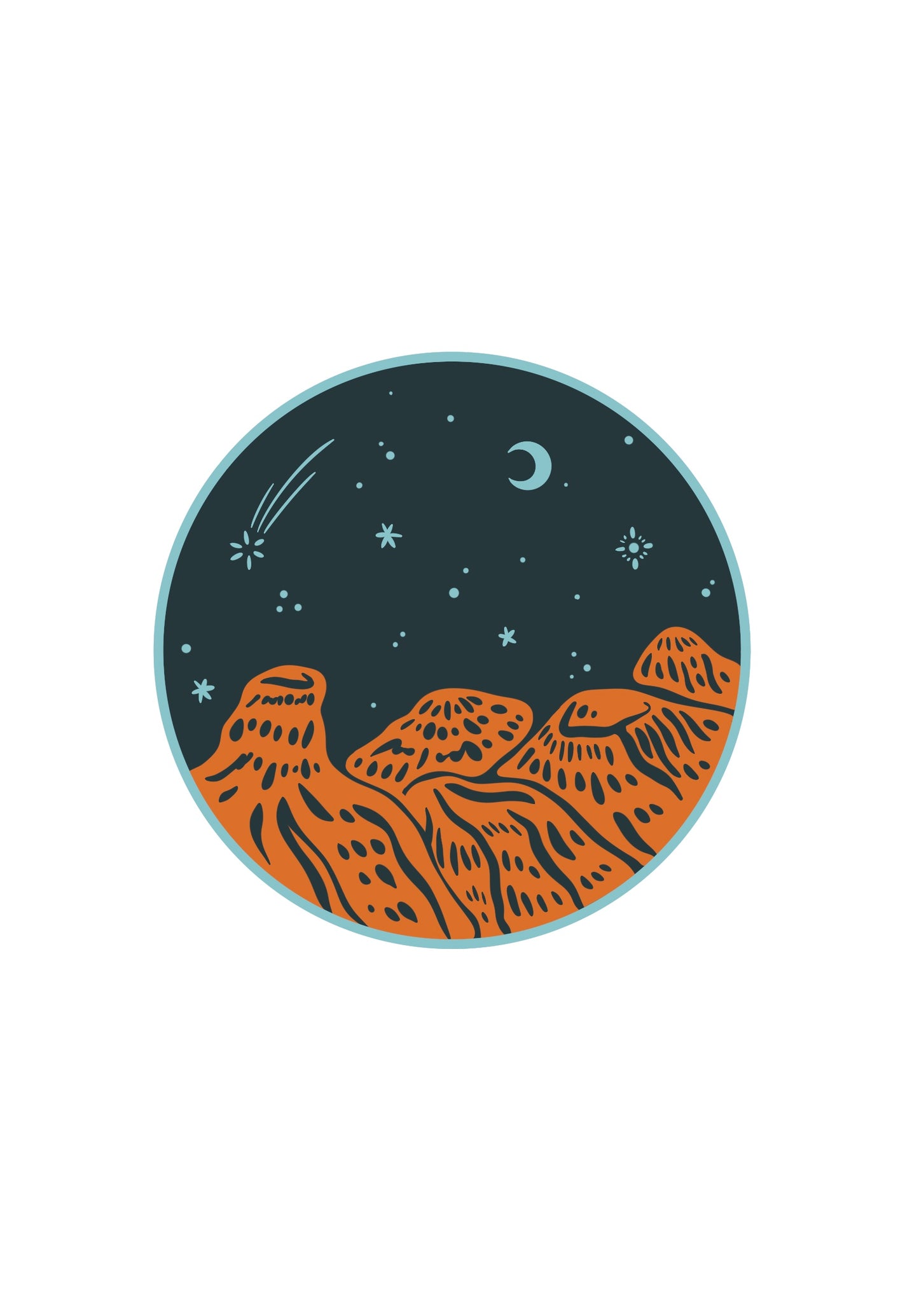 Desert night vinyl sticker, 3x3 in.