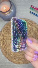 Load and play video in Gallery viewer, The Skeleton Tarot Card Glitter Sticker, 2x3 in.
