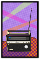 Funky Radio Vinyl Sticker, 2x3 in.