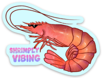 Load image into Gallery viewer, Shrimply Vibing Vinyl Sticker 2.2x3 in.
