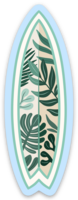 Tropical Surf Board Vinyl Sticker, 1.1x3 in.