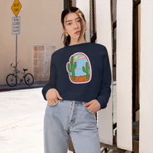 Load image into Gallery viewer, Cute Desert Cactus Women&#39;s Cropped Fleece Pullover
