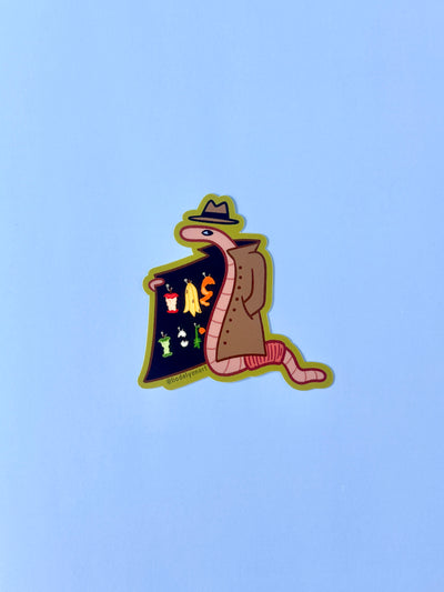 Shady Worm Vinyl Sticker, 3x3 in.