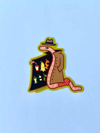 Shady Worm Vinyl Sticker, 3x3 in.