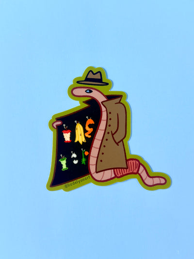 Shady Worm Vinyl Sticker, 3x3 in.
