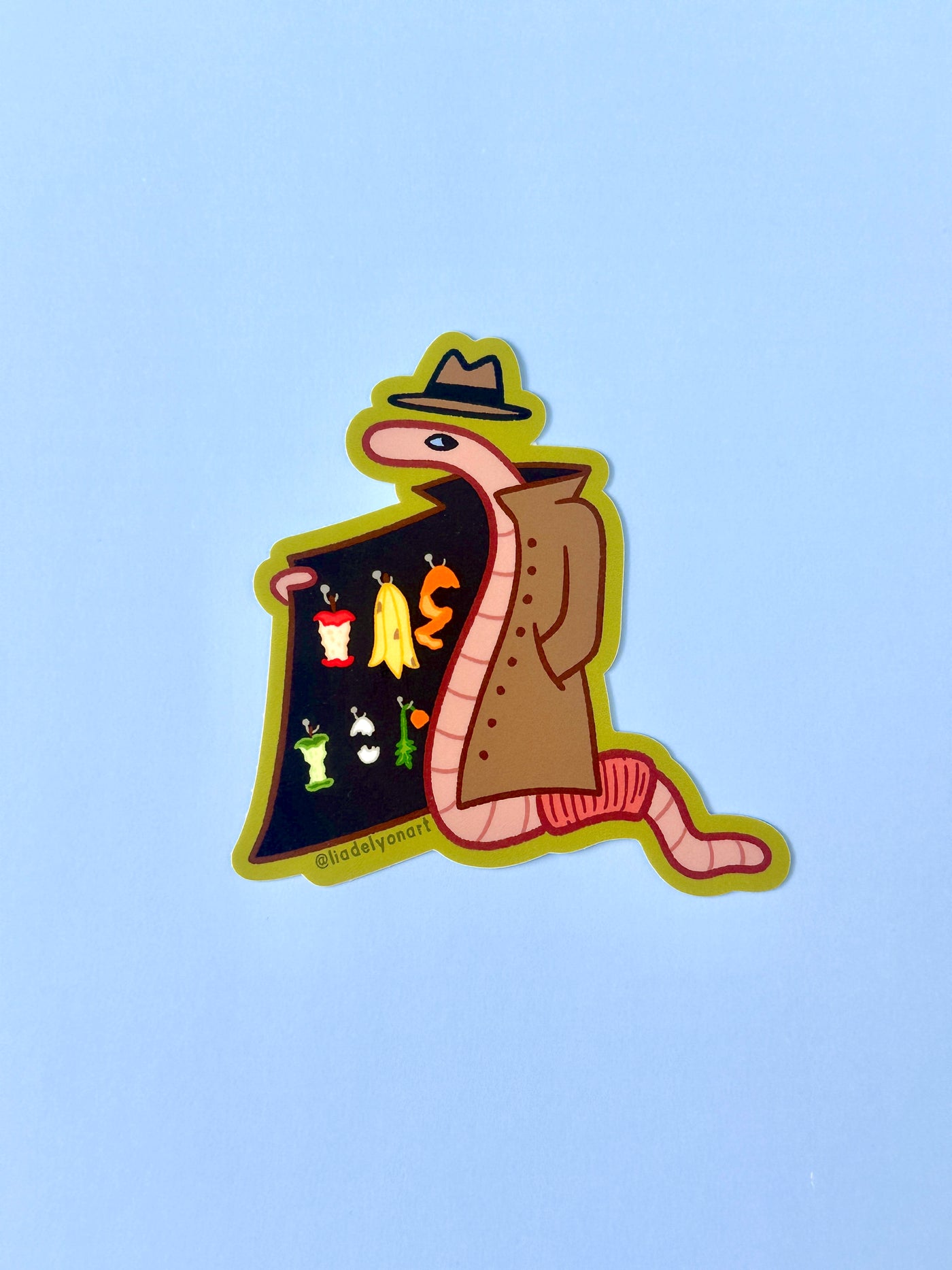 Shady Worm Vinyl Sticker, 3x3 in.