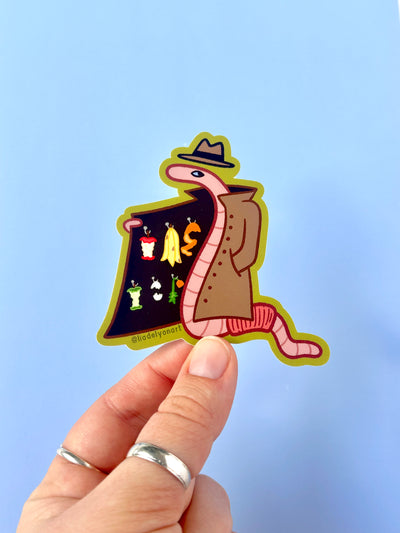 Shady Worm Vinyl Sticker, 3x3 in.