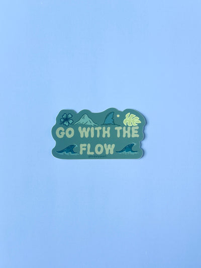 Go With The Flow Vinyl Sticker, 3x1.5 in.
