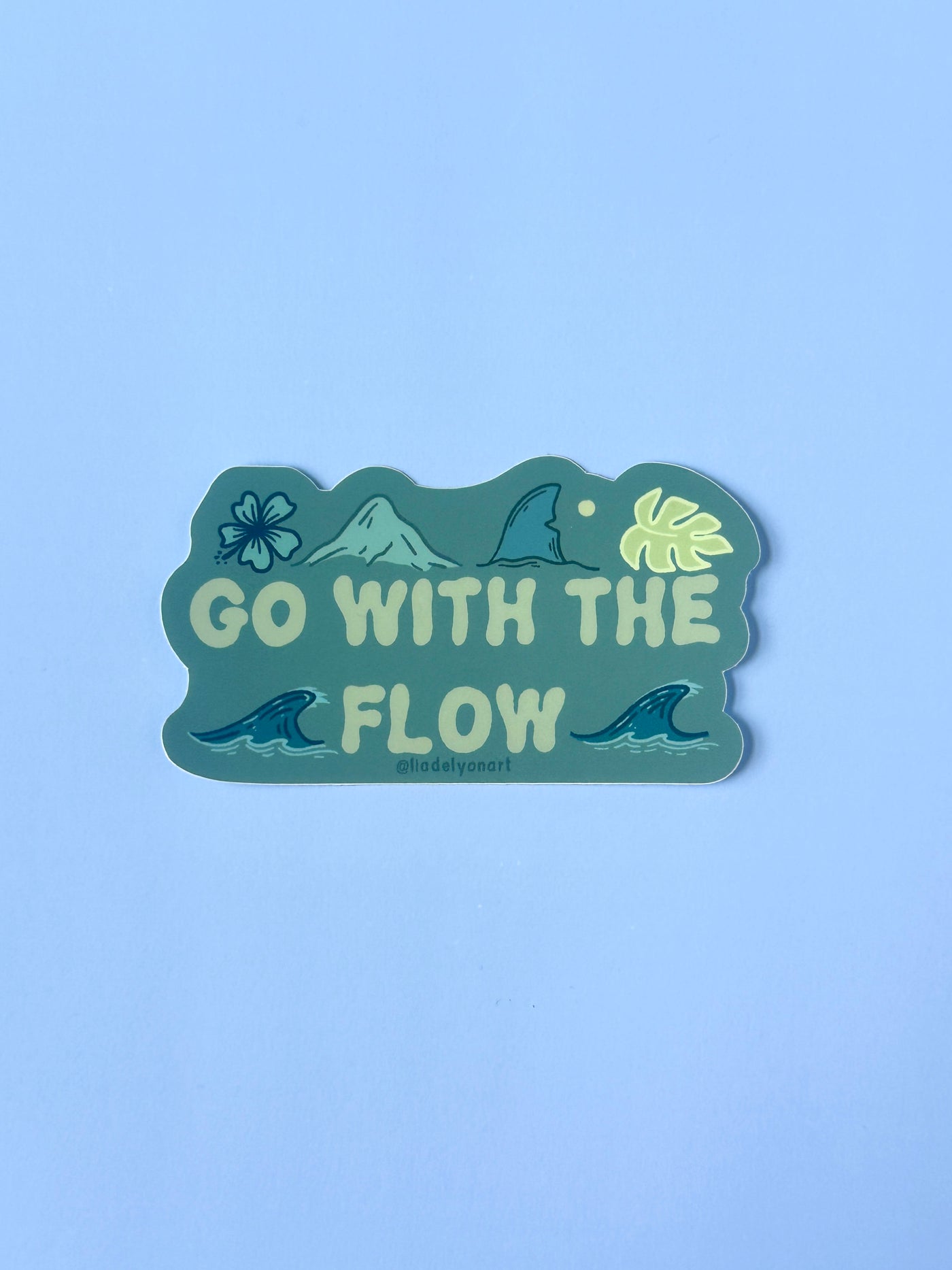 Go With The Flow Vinyl Sticker, 3x1.5 in.