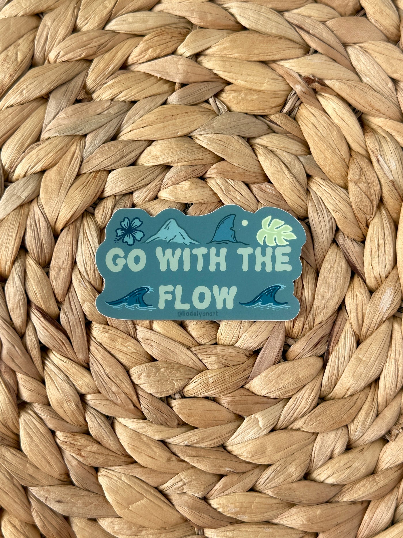 Go With The Flow Vinyl Sticker, 3x1.5 in.