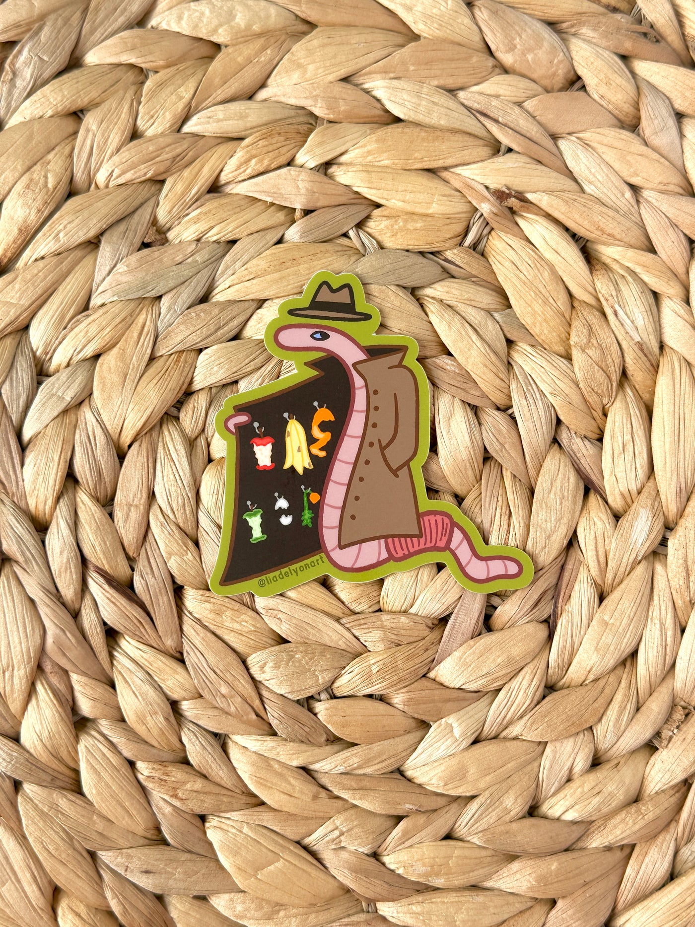 Shady Worm Vinyl Sticker, 3x3 in.