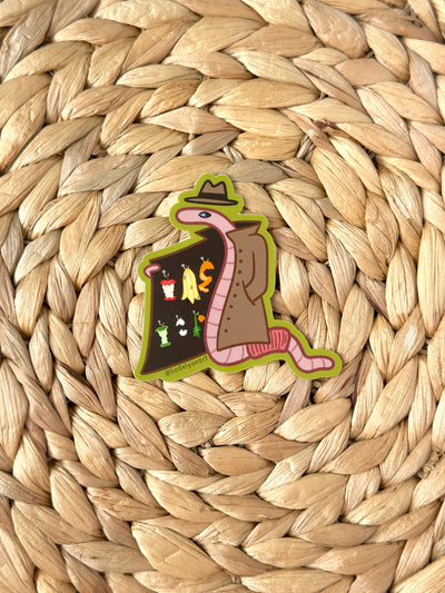 Shady Worm Vinyl Sticker, 3x3 in.
