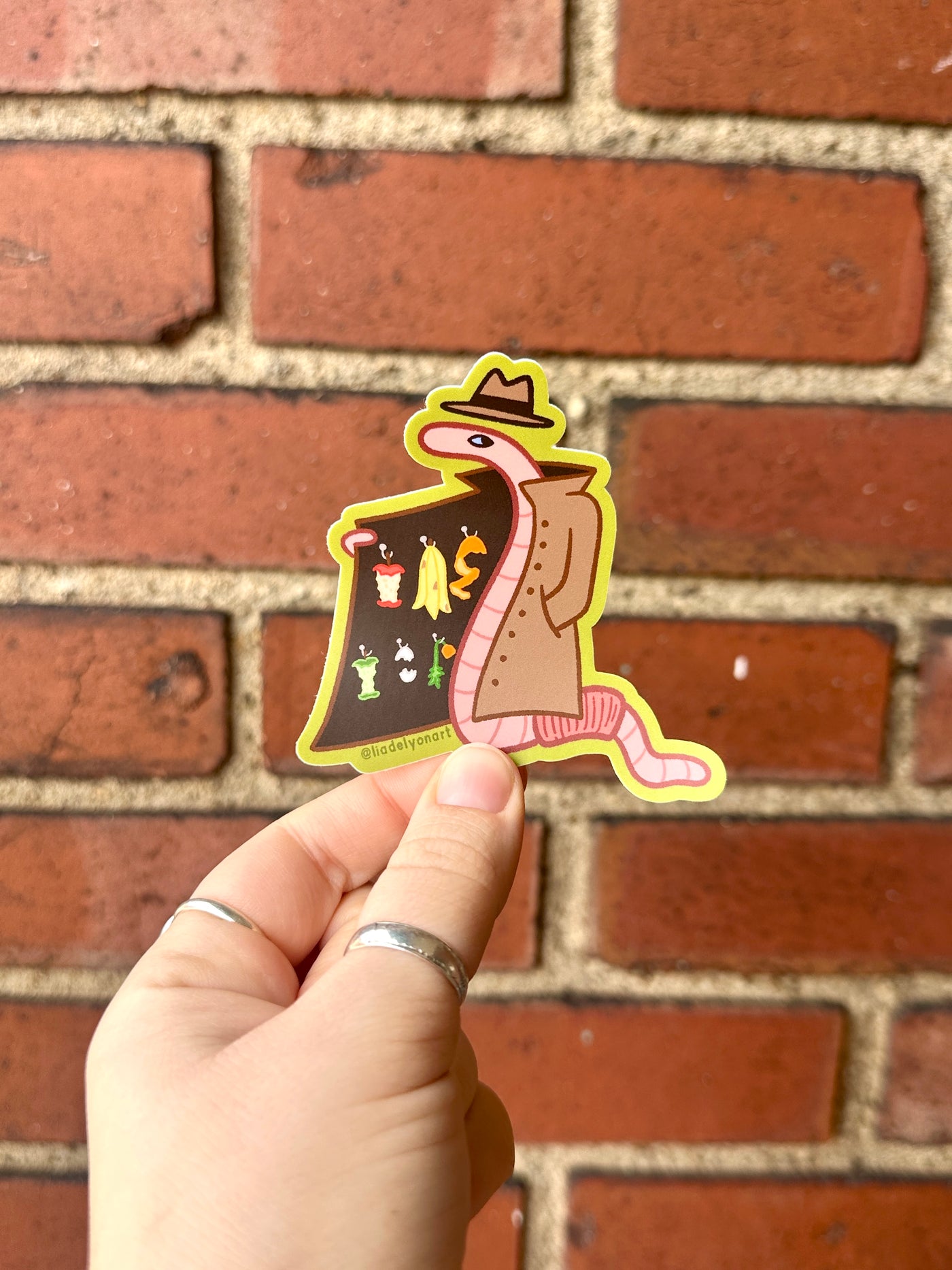 Shady Worm Vinyl Sticker, 3x3 in.
