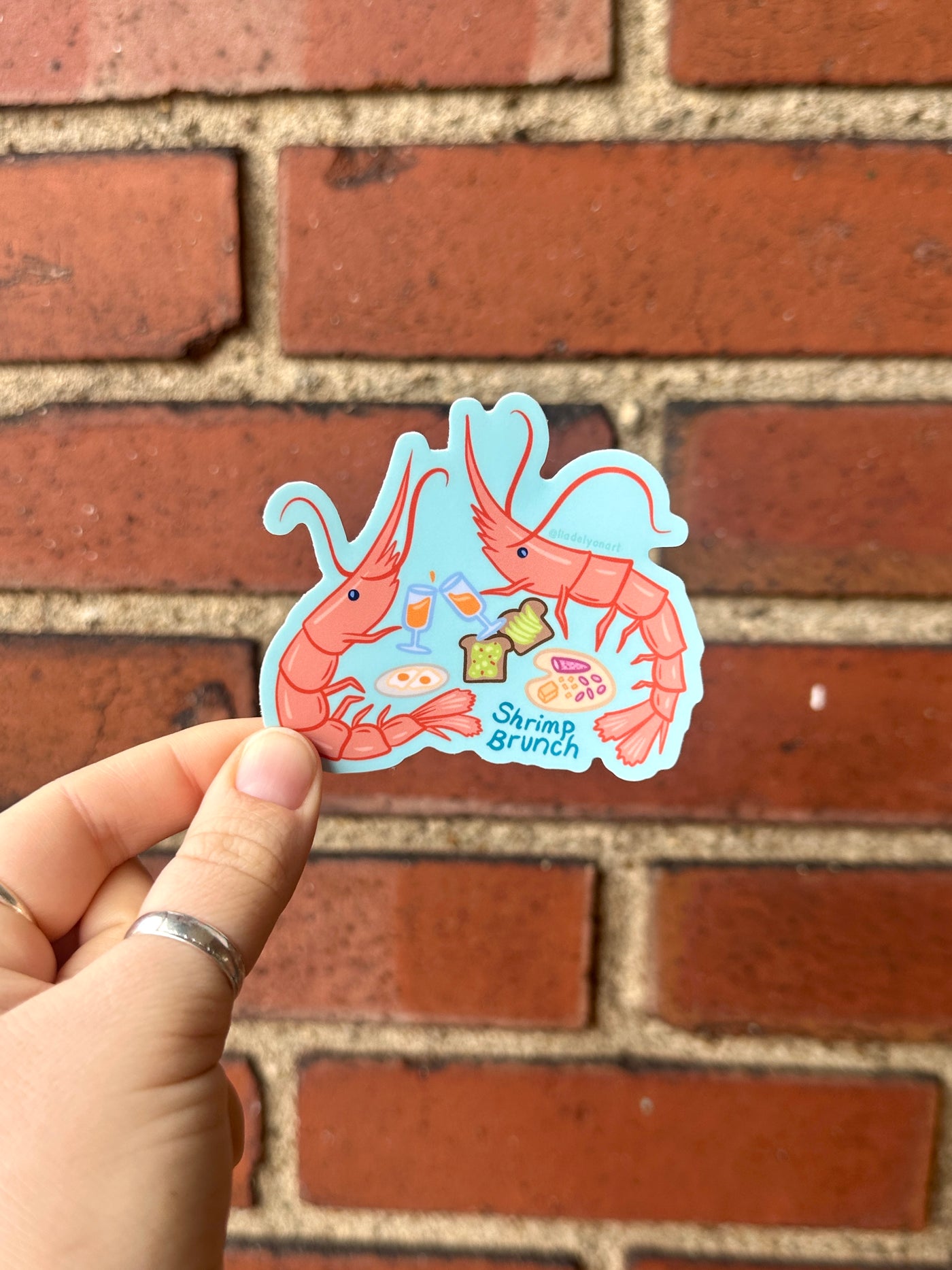 Shrimp Brunch Vinyl Sticker, 3x3 in.