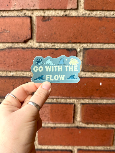 Go With The Flow Vinyl Sticker, 3x1.5 in.