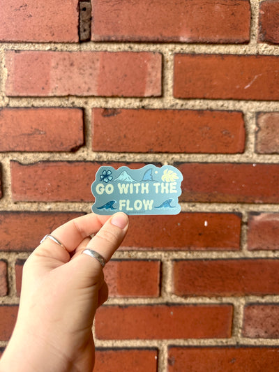 Go With The Flow Vinyl Sticker, 3x1.5 in.
