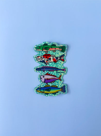 Funky Fish Glitter Sticker, 4x2.5 in.