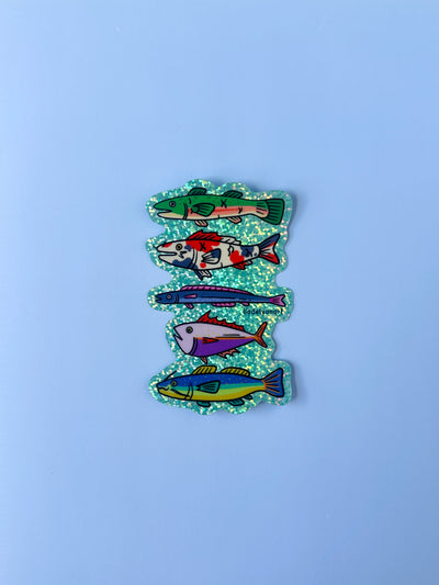 Funky Fish Glitter Sticker, 4x2.5 in.