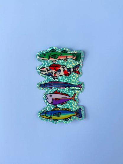 Funky Fish Glitter Sticker, 4x2.5 in.