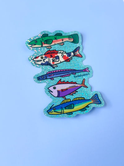 Funky Fish Glitter Sticker, 4x2.5 in.