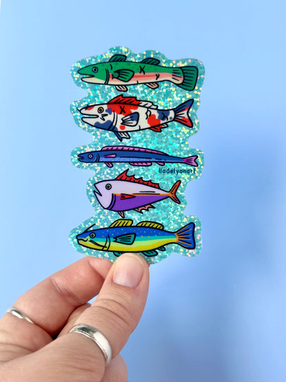 Funky Fish Glitter Sticker, 4x2.5 in.
