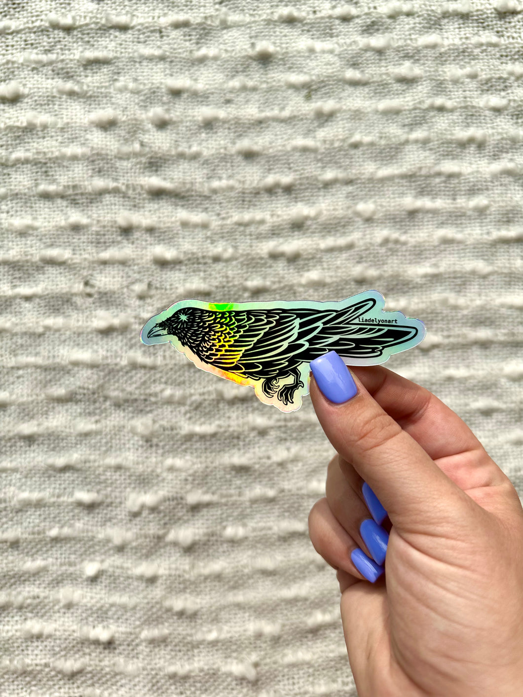 Starry Raven Holographic sticker, 2.6x3in.