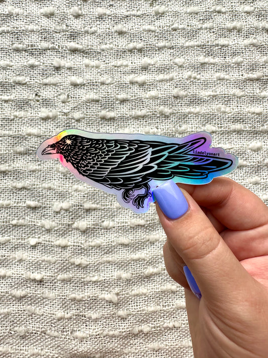 Starry Raven Holographic Sticker