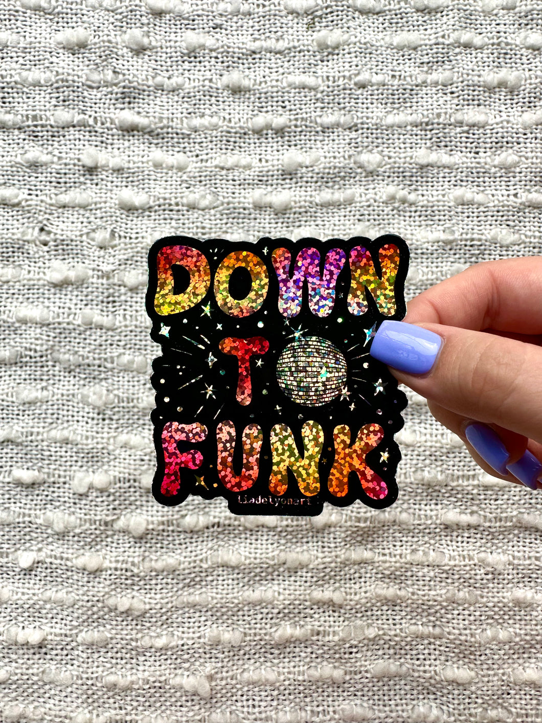 Down To Funk Glitter Sticker, 2.85x3 in.