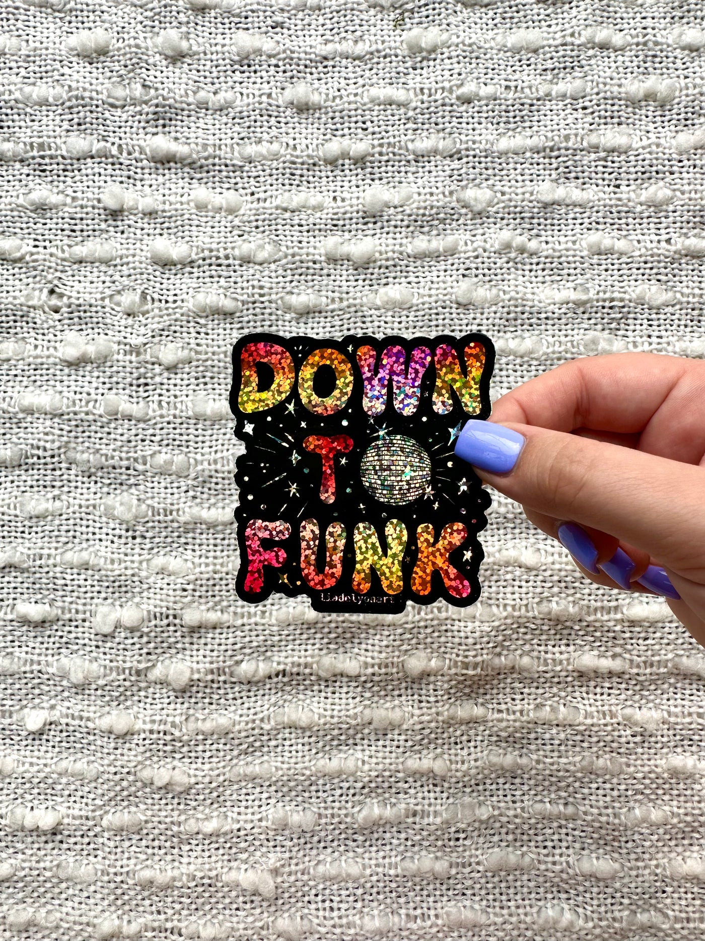 Down To Funk Glitter Sticker, 2.85x3 in.