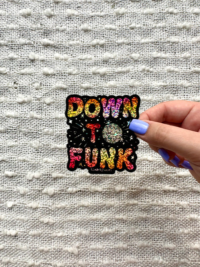Down To Funk Glitter Sticker, 2.85x3 in.
