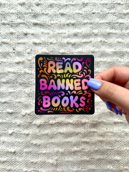 Read Banned Books Vinyl Sticker, 3x3in.