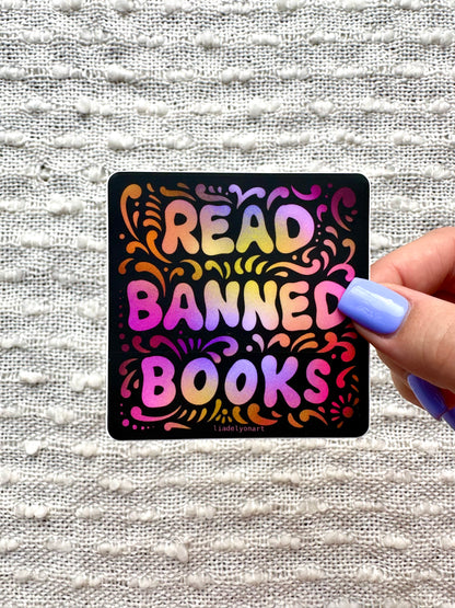 Read Banned Books Vinyl Sticker, 3x3in.